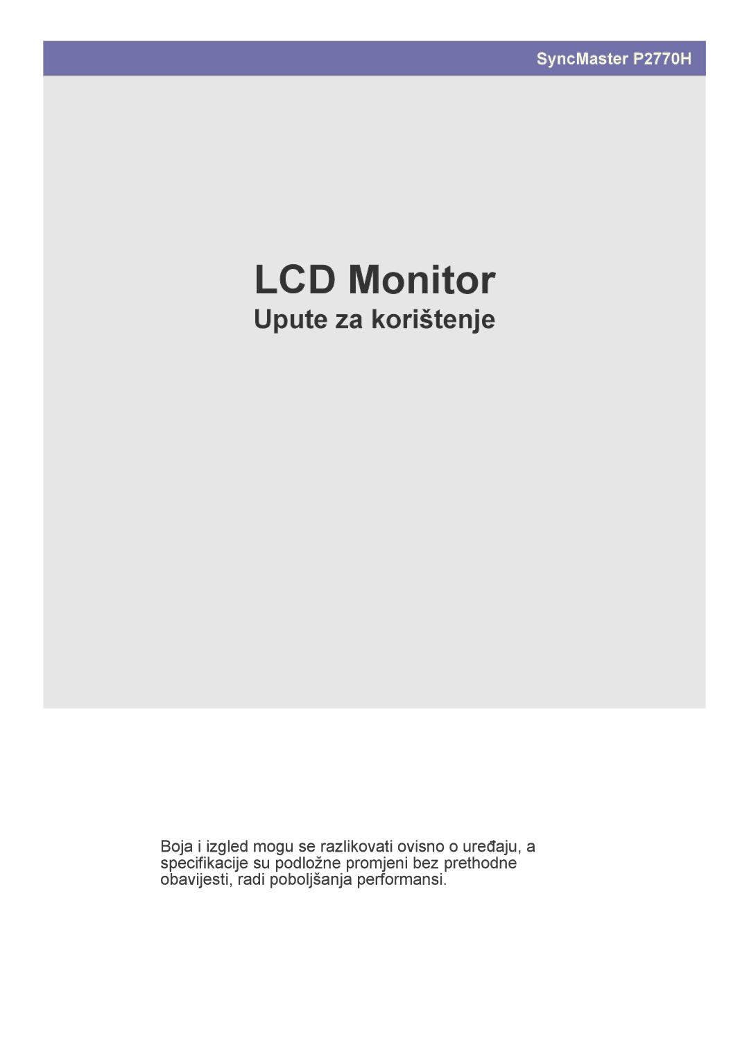 Samsung LS27EFHKUV/EN manual LCD Monitor 