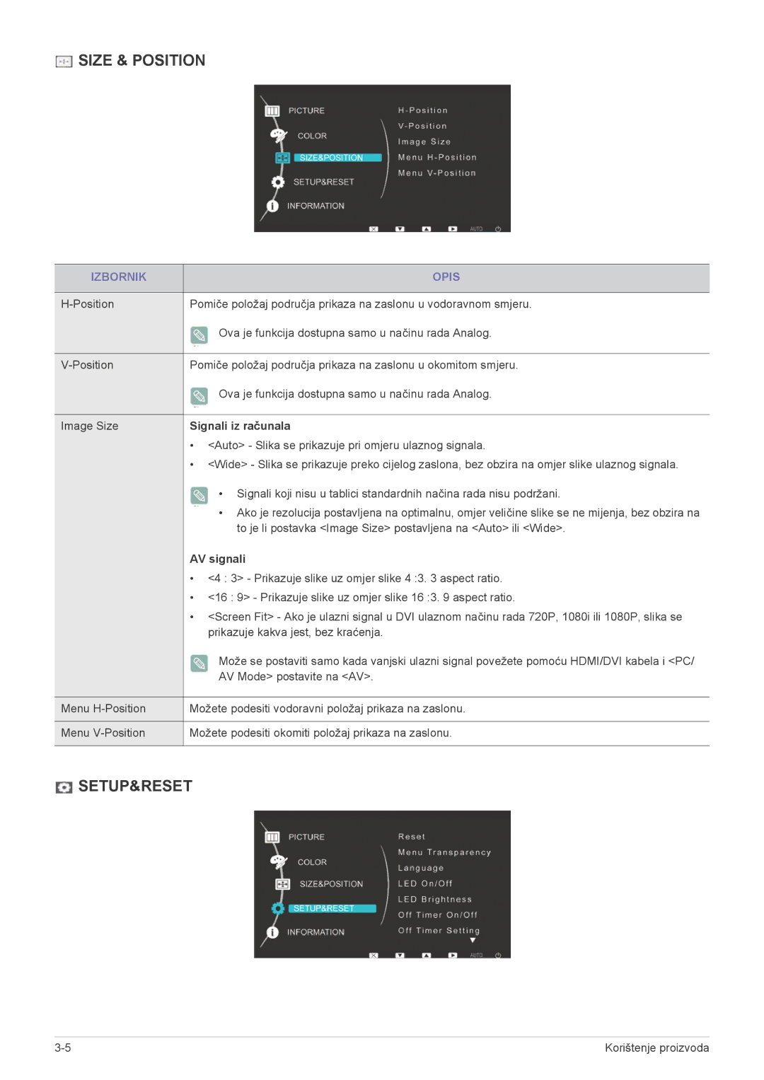 Samsung LS27EFHKUV/EN manual Signali iz računala, AV signali 