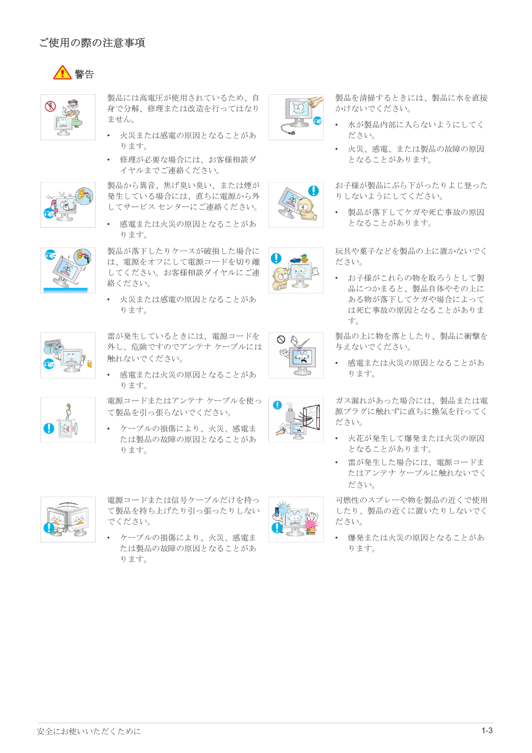 Samsung LS27EFHKUV/XJ manual ご使用の際の注意事項 