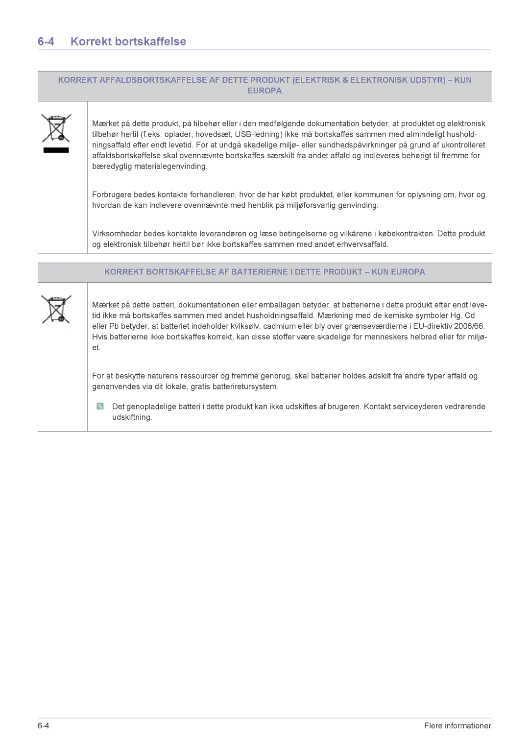 Samsung LS27EMDKU/XE, LS24EMDKU/XE manual Korrekt bortskaffelse 