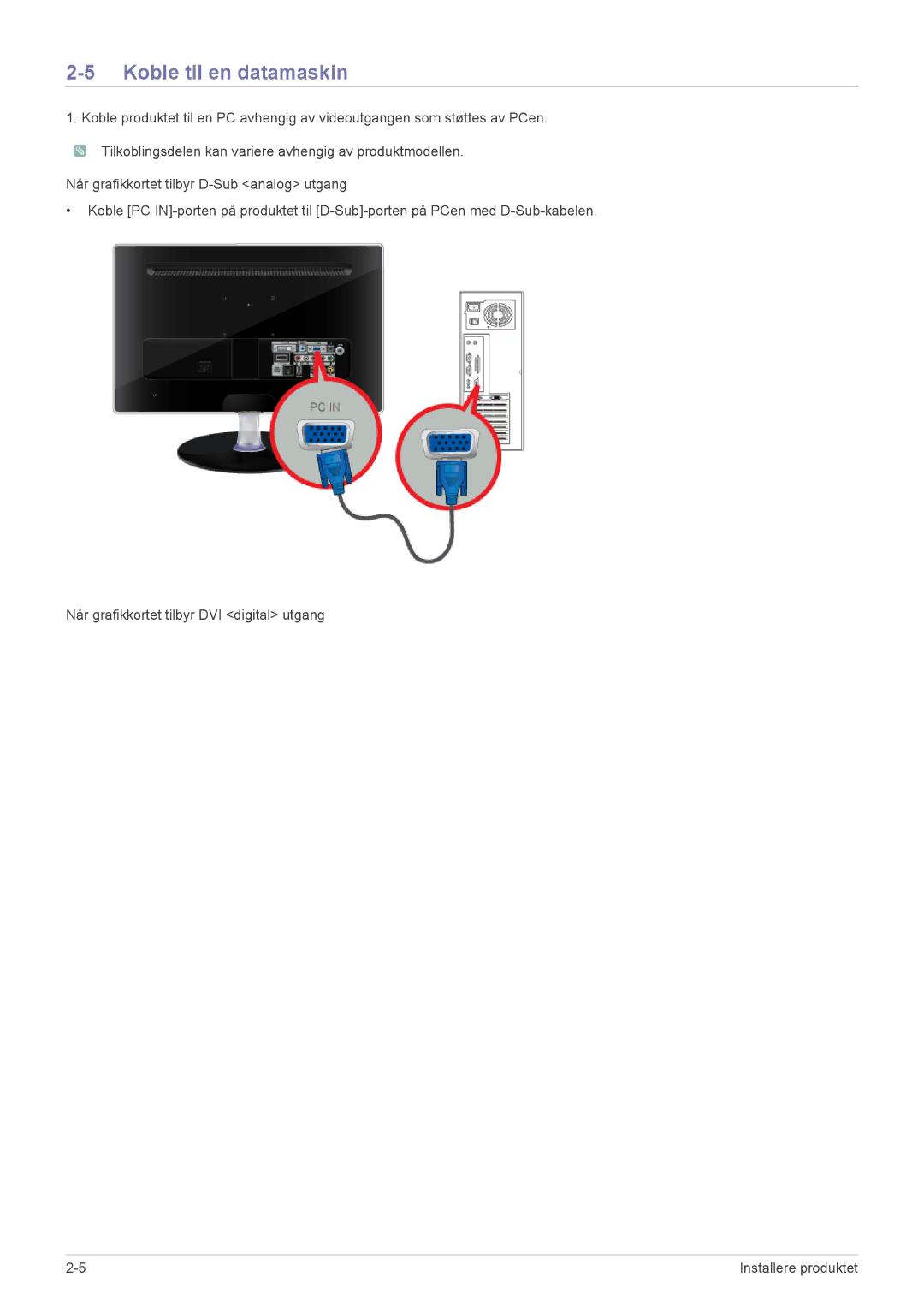 Samsung LS27EMDKU/XE, LS24EMDKU/XE manual Koble til en datamaskin 