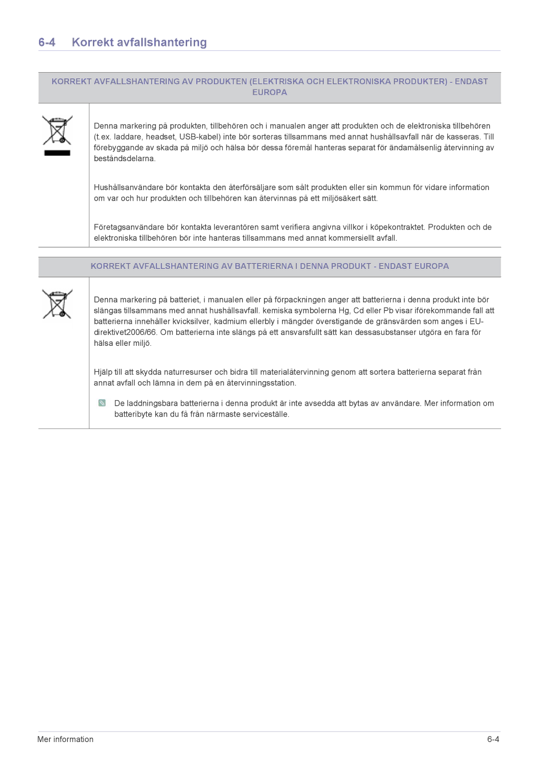 Samsung LS24EMDKU/XE, LS27EMDKU/XE manual Korrekt avfallshantering 