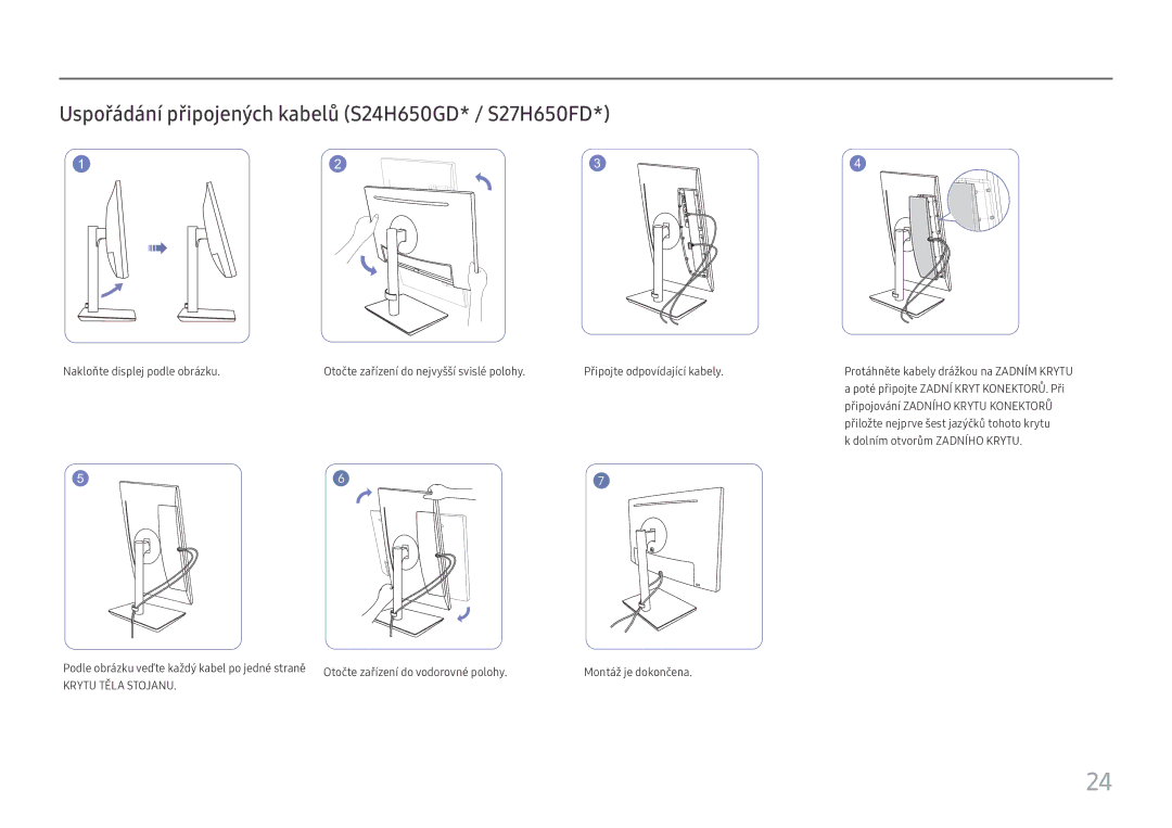 Samsung LS27H650FDUXEN manual Uspořádání připojených kabelů S24H650GD* / S27H650FD 