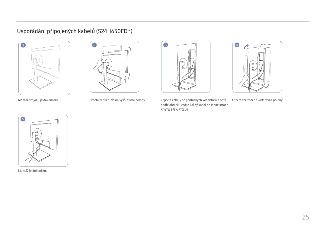 Samsung LS27H650FDUXEN manual Uspořádání připojených kabelů S24H650FD 