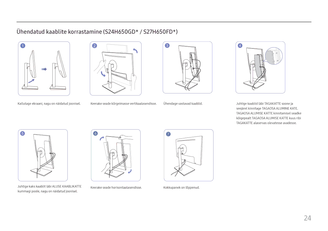 Samsung LS27H650FDUXEN manual Ühendatud kaablite korrastamine S24H650GD* / S27H650FD 