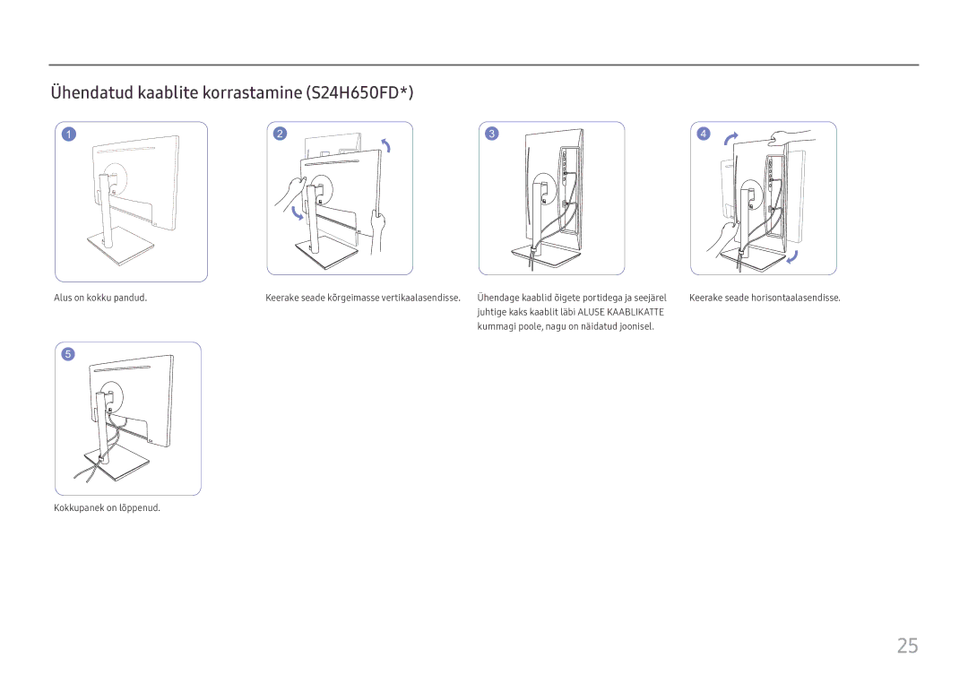 Samsung LS27H650FDUXEN manual Ühendatud kaablite korrastamine S24H650FD 