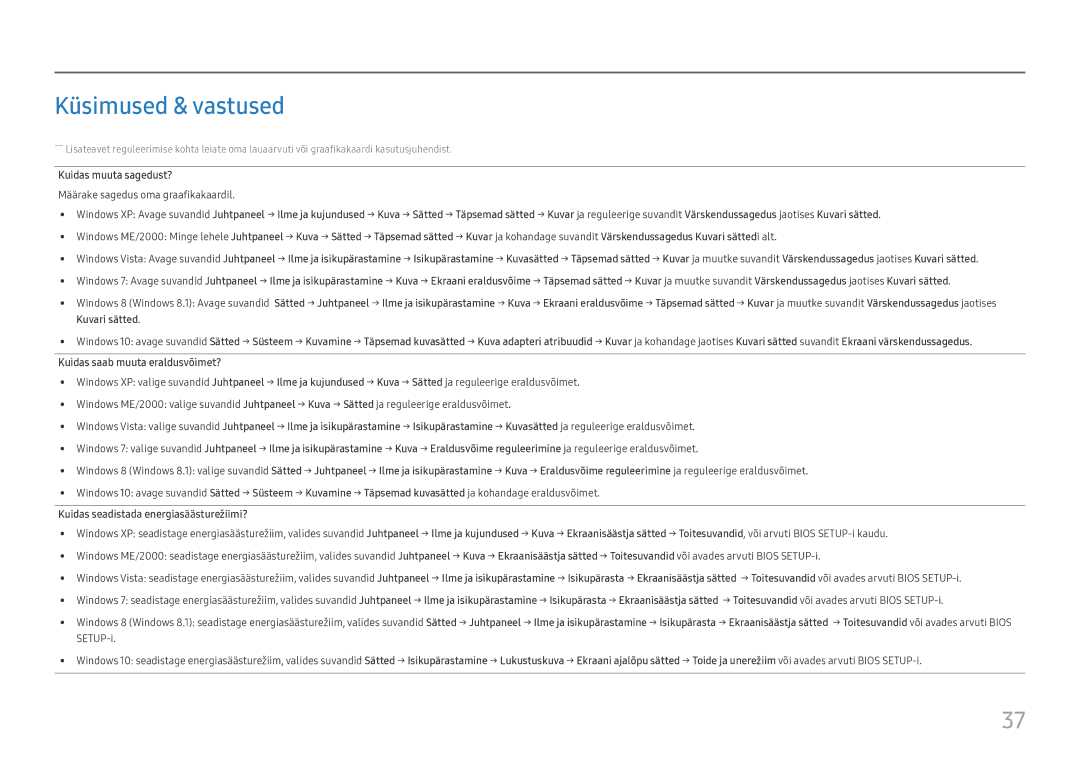 Samsung LS27H650FDUXEN manual Küsimused & vastused, Kuidas seadistada energiasäästurežiimi? 