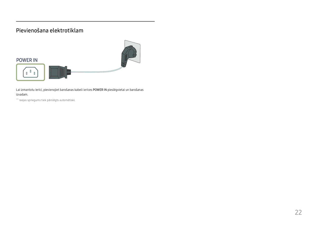 Samsung LS27H650FDUXEN manual Pievienošana elektrotīklam 