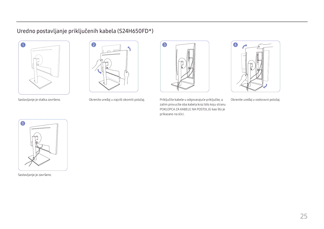 Samsung LS27H650FDUXEN manual Uredno postavljanje priključenih kabela S24H650FD 