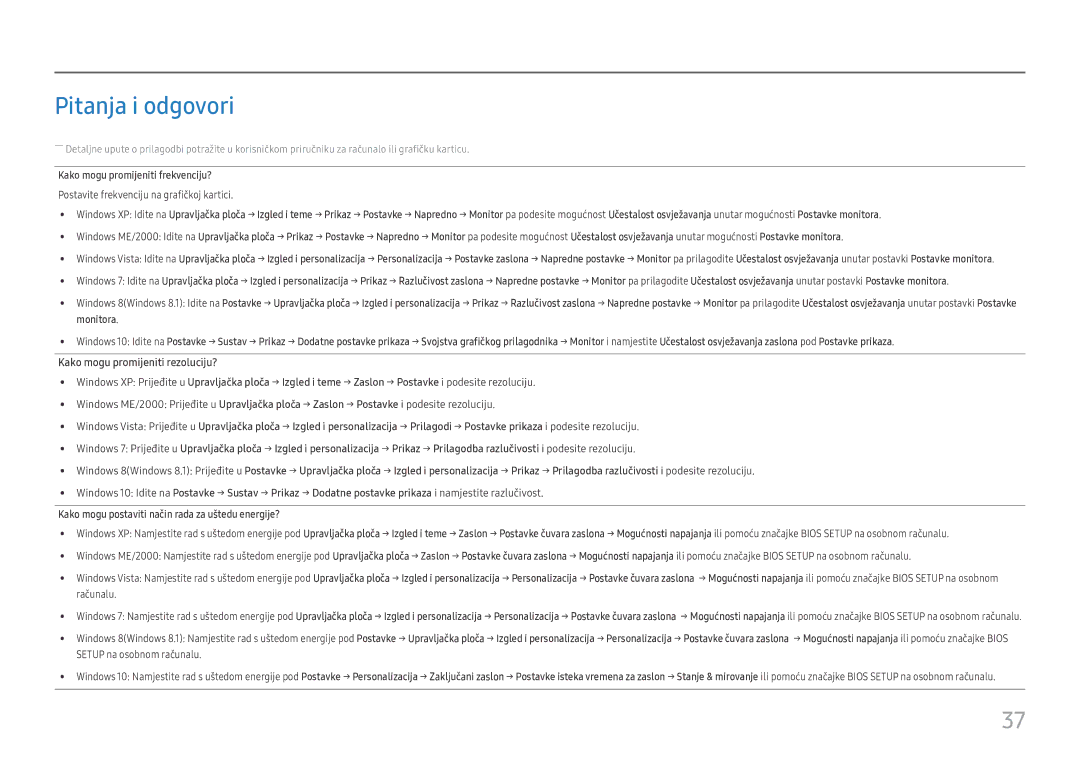 Samsung LS27H650FDUXEN manual Pitanja i odgovori, Kako mogu postaviti način rada za uštedu energije? 