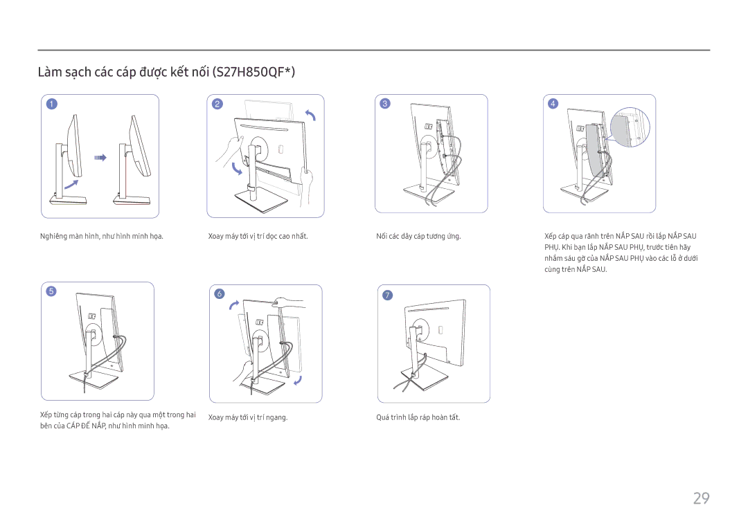 Samsung LS27H850QFEXXV manual Là̀m sạ̣ch các cáp đượ̣c kế́t nố́i S27H850QF 