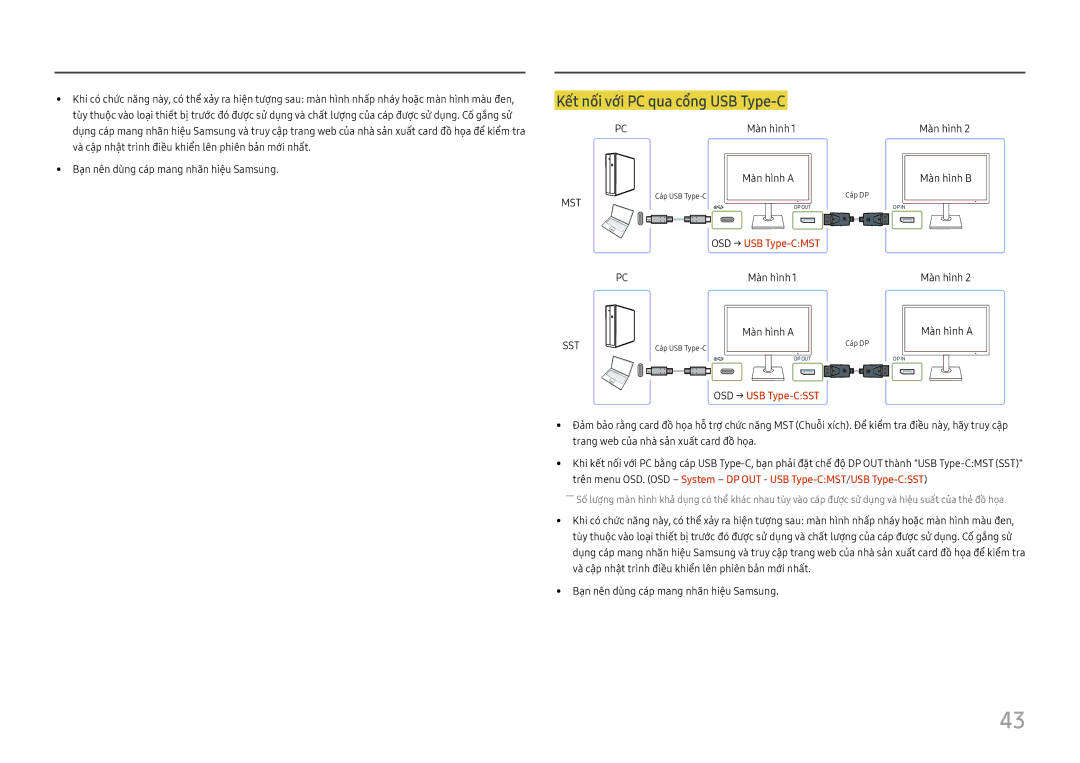 Samsung LS27H850QFEXXV manual Kế́t nố́i với PC qua cổng USB Type-C, OSD → USB Type-CSST 