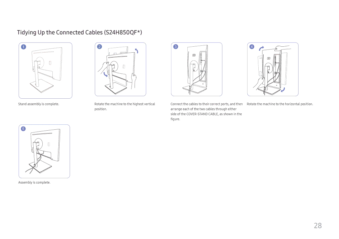 Samsung LS24H850QFUXXE, LS27H850QFUXEN, LS24H850QFUXEN, LS27H850QFEXXV manual Tidying Up the Connected Cables S24H850QF 