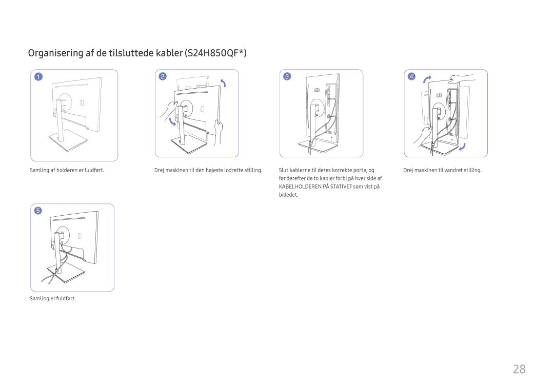 Samsung LS27H850QFUXEN, LS24H850QFUXEN, LS27H850QFUXXE, LS24H850QFUXXE manual Organisering af de tilsluttede kabler S24H850QF 