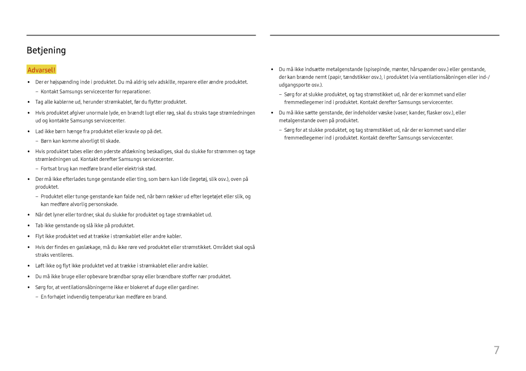 Samsung LS24H850QFUXXE, LS27H850QFUXEN, LS24H850QFUXEN, LS27H850QFUXXE manual Betjening 