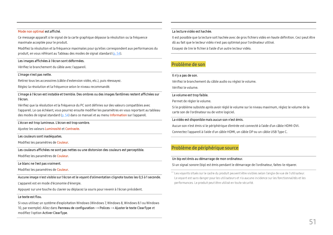 Samsung LS24H850QFUXEN, LS27H850QFUXEN manual Problème de son, Problème de périphérique source 