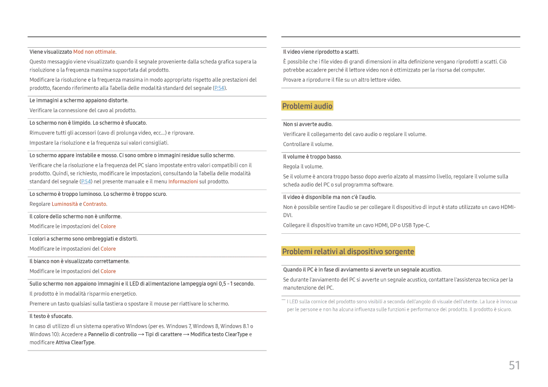 Samsung LS24H850QFUXEN, LS27H850QFUXEN manual Problemi audio, Problemi relativi al dispositivo sorgente 