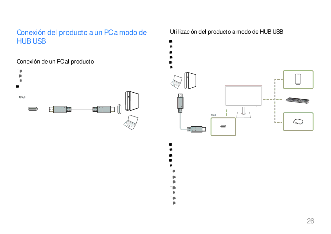 Samsung LS27H850QFUXEN, LS24H850QFUXEN manual Conexión del producto a un PC a modo de, Conexión de un PC al producto 