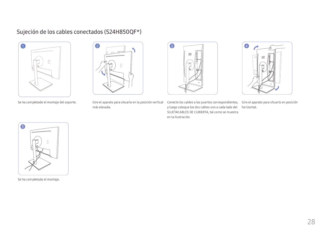 Samsung LS27H850QFUXEN, LS24H850QFUXEN manual Sujeción de los cables conectados S24H850QF 