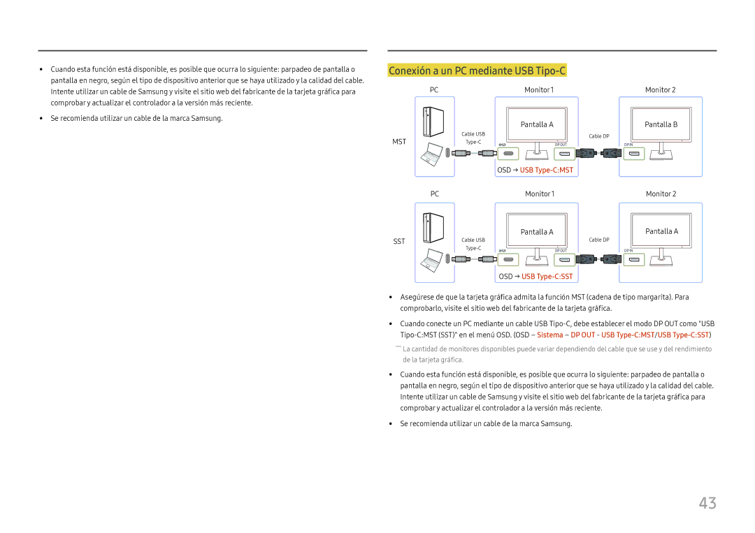 Samsung LS24H850QFUXEN, LS27H850QFUXEN manual Conexión a un PC mediante USB Tipo-C, OSD → USB Type-CSST 