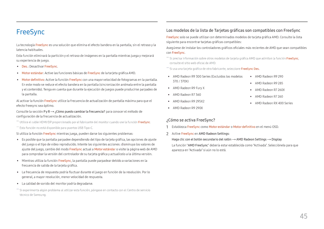 Samsung LS24H850QFUXEN, LS27H850QFUXEN manual ¿Cómo se activa FreeSync? 