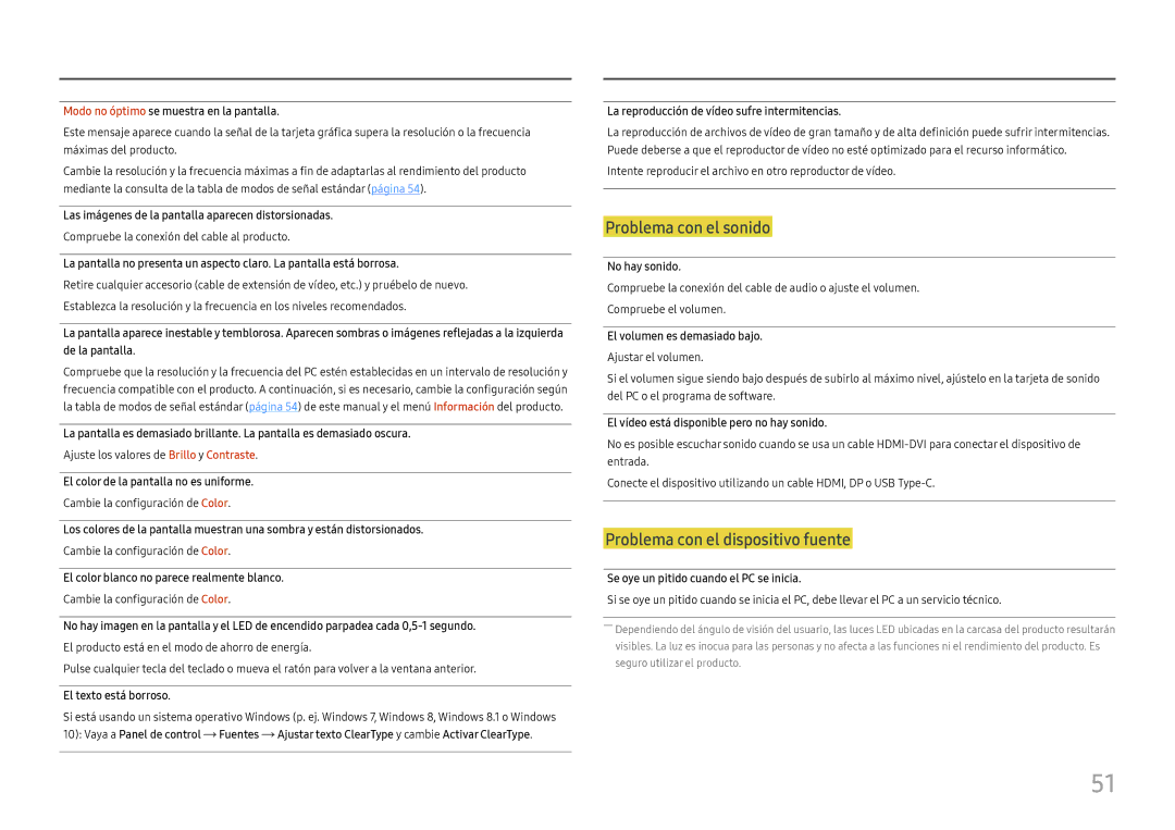 Samsung LS24H850QFUXEN, LS27H850QFUXEN manual Problema con el sonido, Problema con el dispositivo fuente 