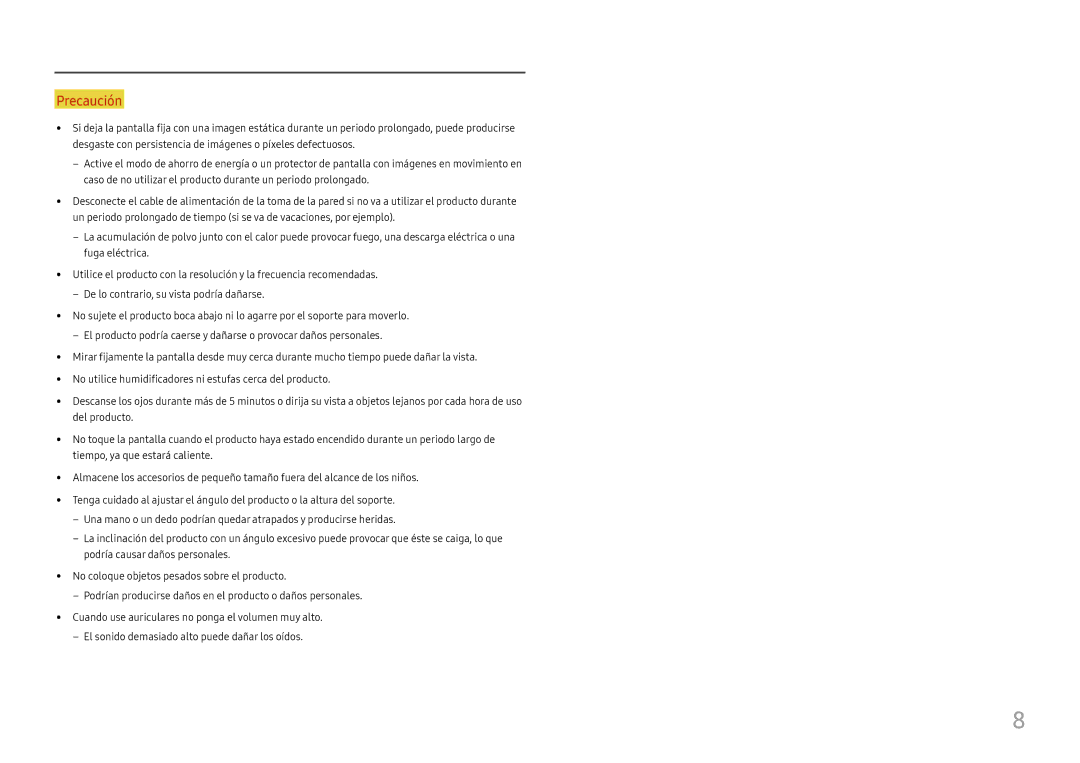 Samsung LS27H850QFUXEN, LS24H850QFUXEN manual Precaución 