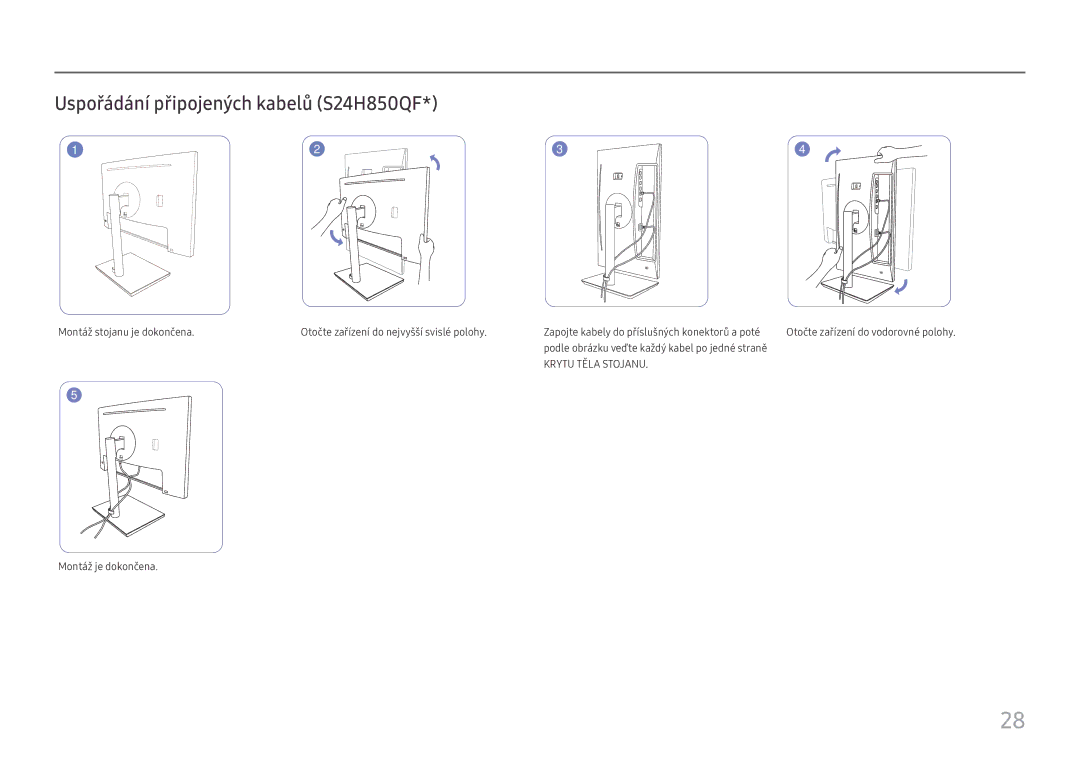 Samsung LS27H850QFUXEN, LS24H850QFUXEN manual Uspořádání připojených kabelů S24H850QF 