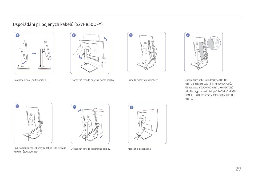 Samsung LS24H850QFUXEN, LS27H850QFUXEN manual Uspořádání připojených kabelů S27H850QF, Krytu 