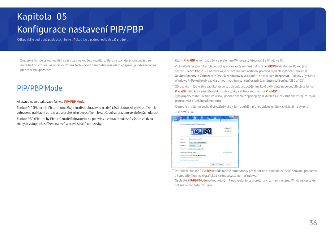 Samsung LS27H850QFUXEN, LS24H850QFUXEN manual Konfigurace nastavení PIP/PBP, PIP/PBP Mode 