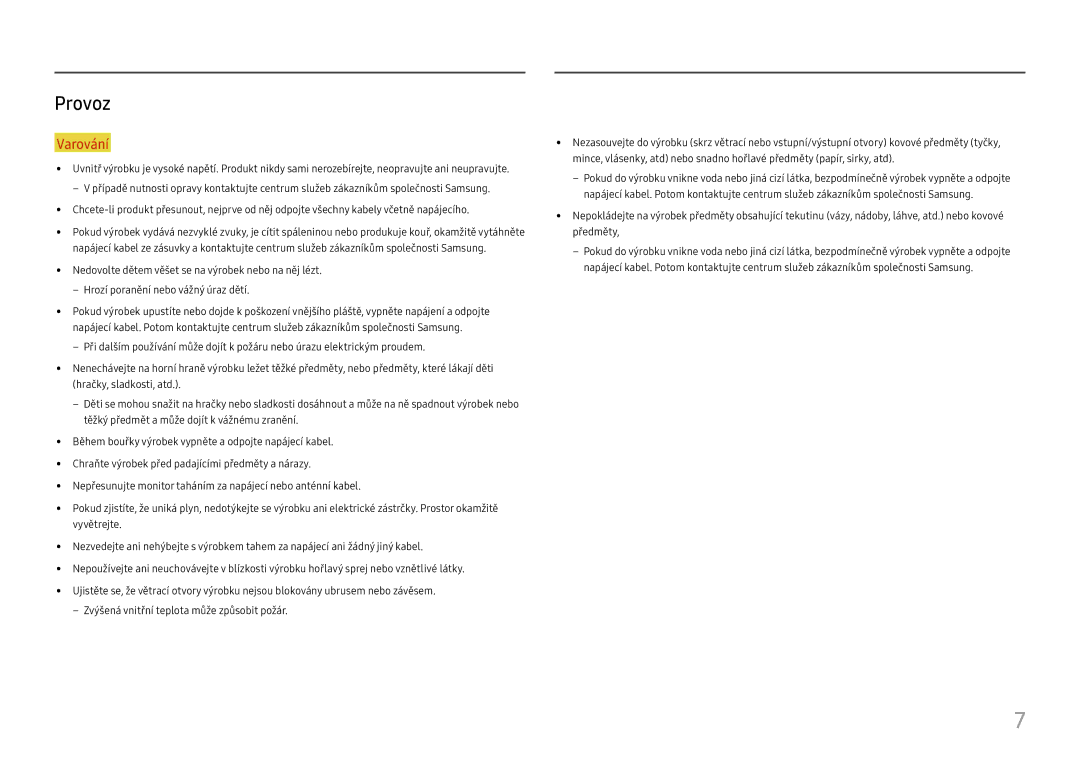 Samsung LS24H850QFUXEN, LS27H850QFUXEN manual Provoz 