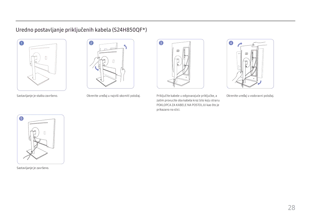 Samsung LS27H850QFUXEN manual Uredno postavljanje priključenih kabela S24H850QF 