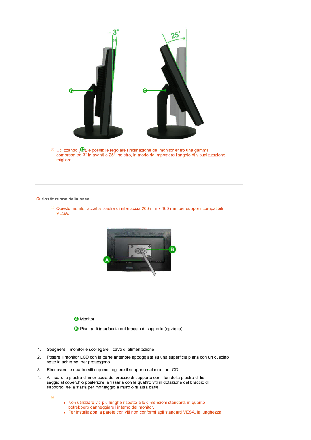 Samsung LS27HUBCB/EDC, LS27HUBCBS/EDC manual Sostituzione della base 