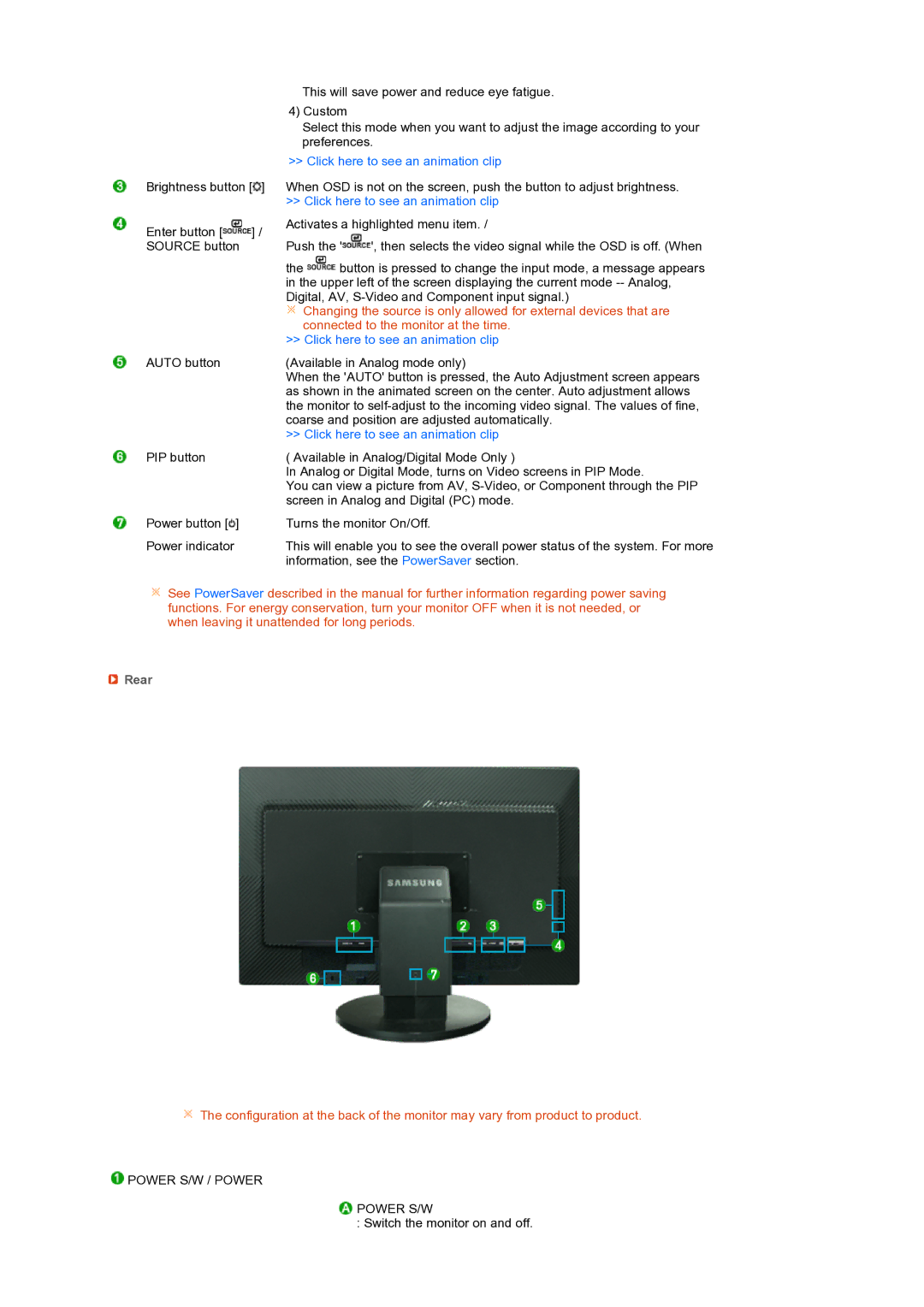 Samsung LS27HUBCBS/EDC, LS27HUBCB/EDC manual Rear 