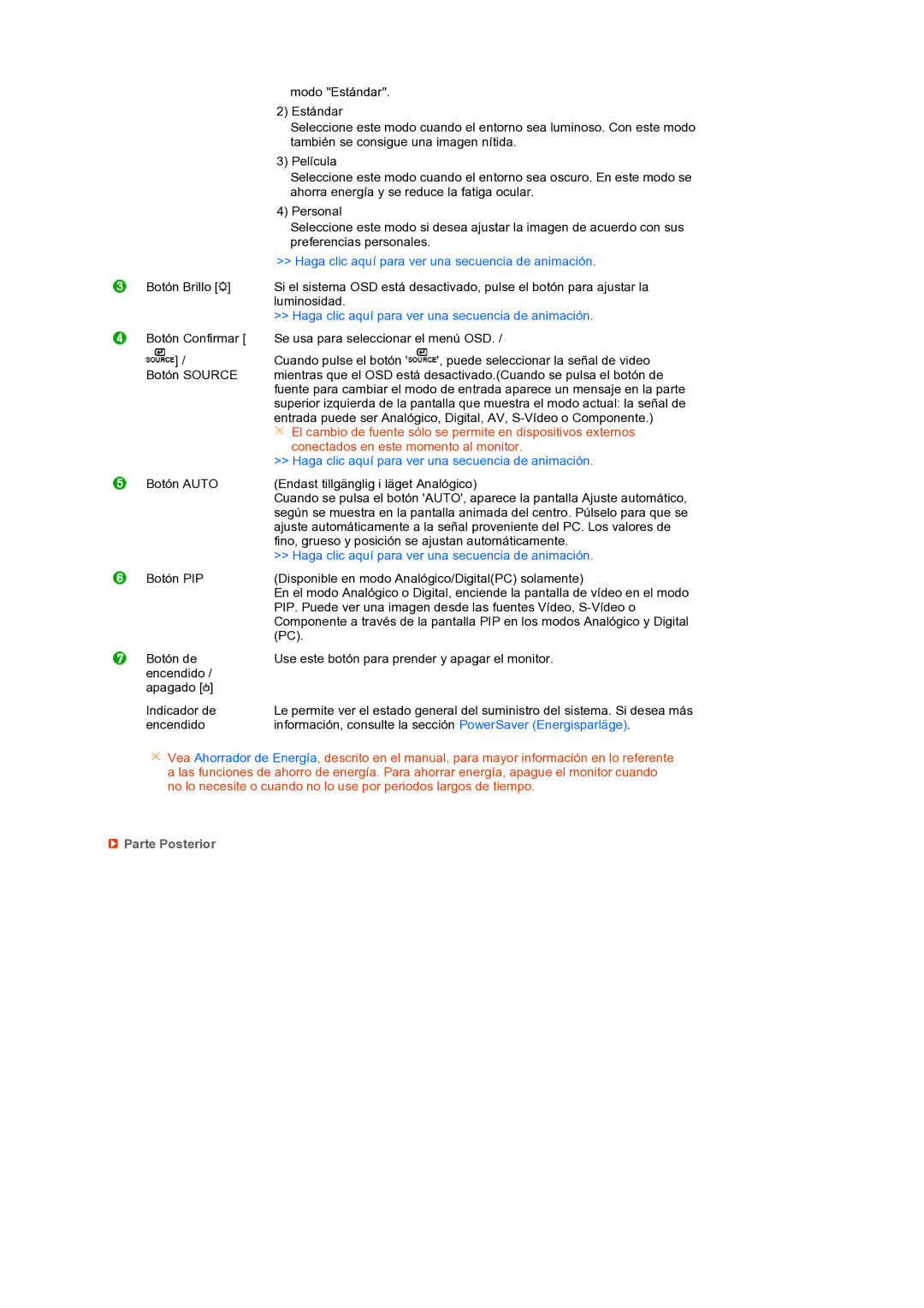 Samsung LS27HUBCBS/EDC, LS27HUBCB/EDC manual Conectados en este momento al monitor, Parte Posterior 