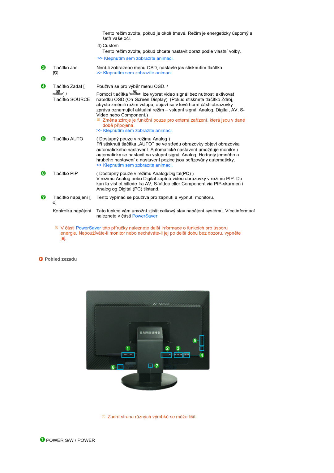 Samsung LS27HUBCBS/EDC, LS27HUBCB/EDC manual Době připojena, Pohled zezadu 