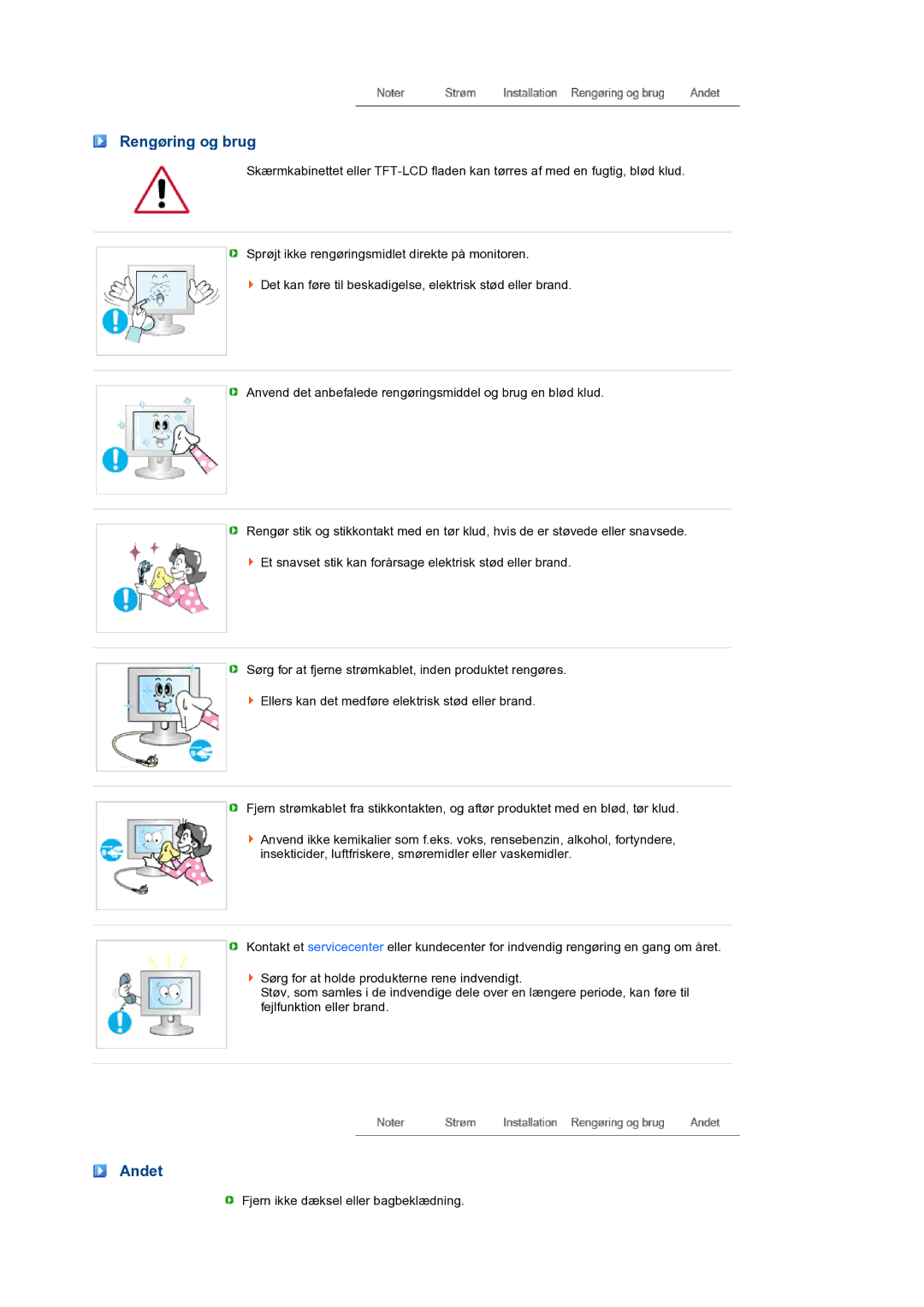 Samsung LS27HUBCB/EDC, LS27HUBCBS/EDC manual Rengøring og brug, Andet 