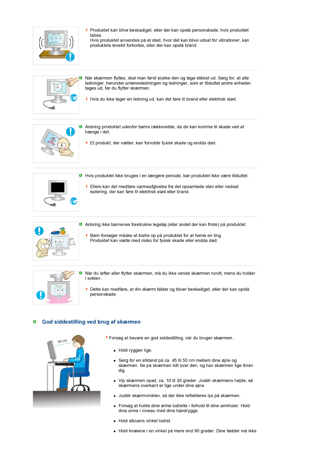 Samsung LS27HUBCBS/EDC, LS27HUBCB/EDC manual God siddestilling ved brug af skærmen 