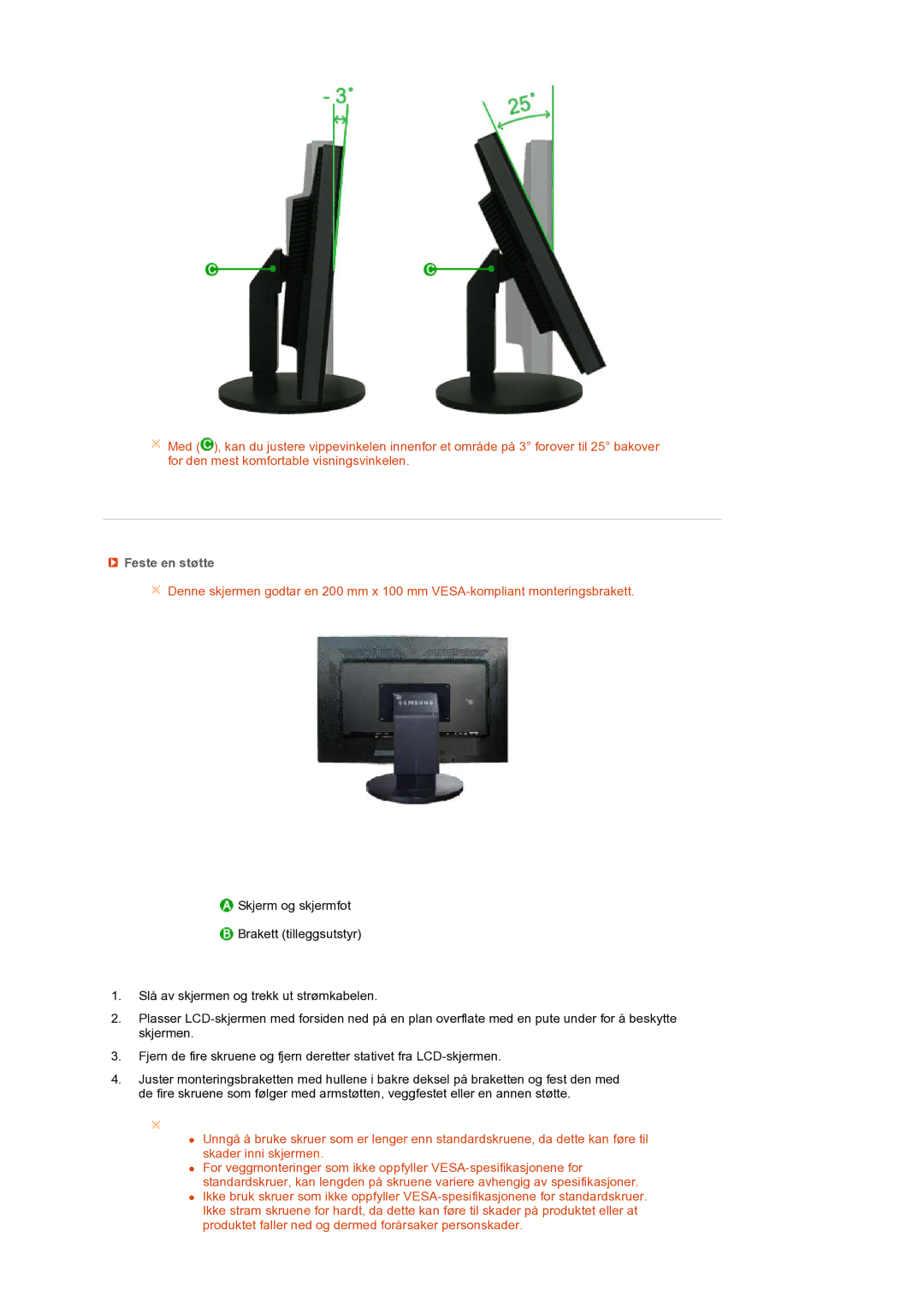 Samsung LS27HUBCB/EDC, LS27HUBCBS/EDC manual Feste en støtte 