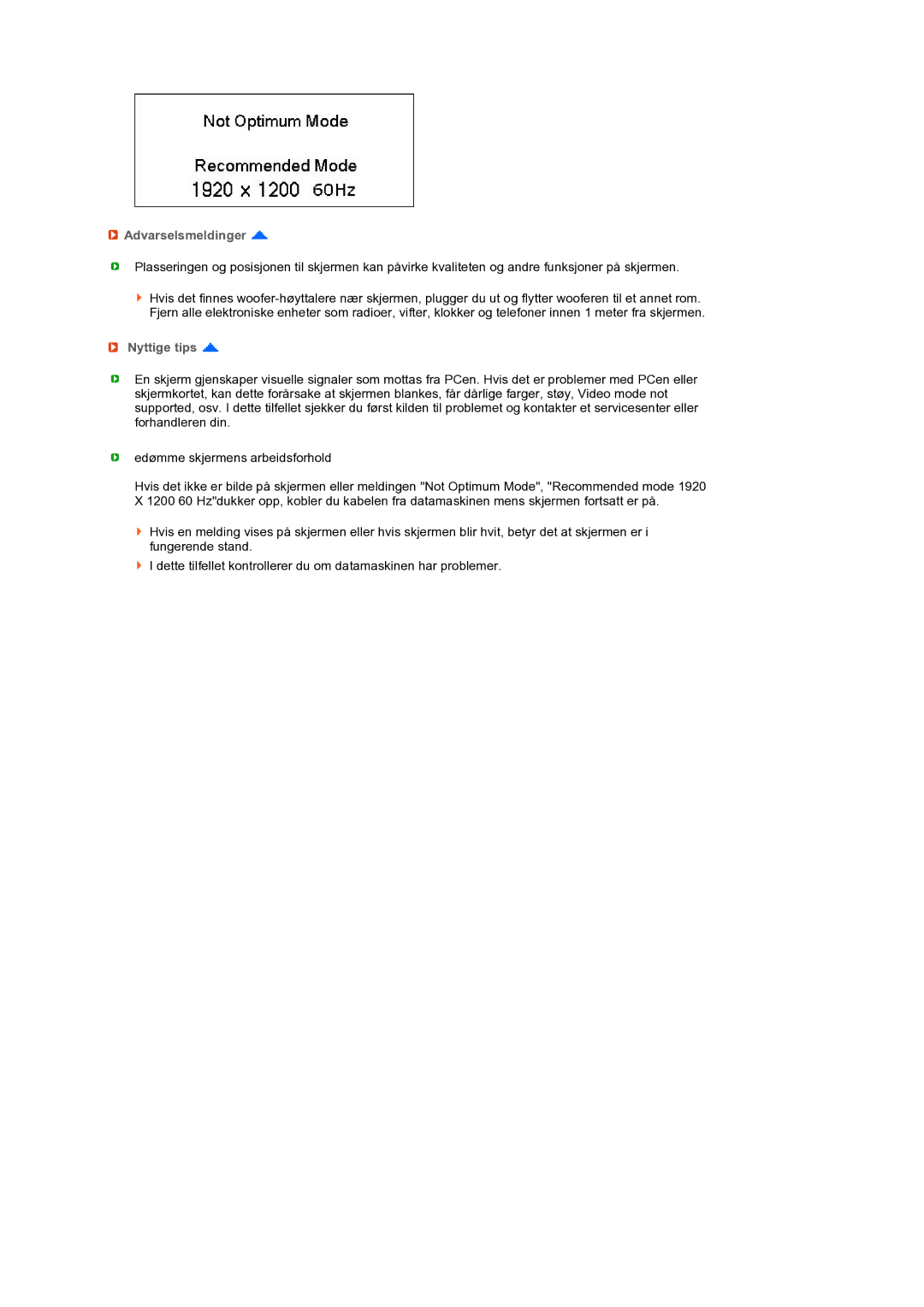 Samsung LS27HUBCBS/EDC, LS27HUBCB/EDC manual Nyttige tips 