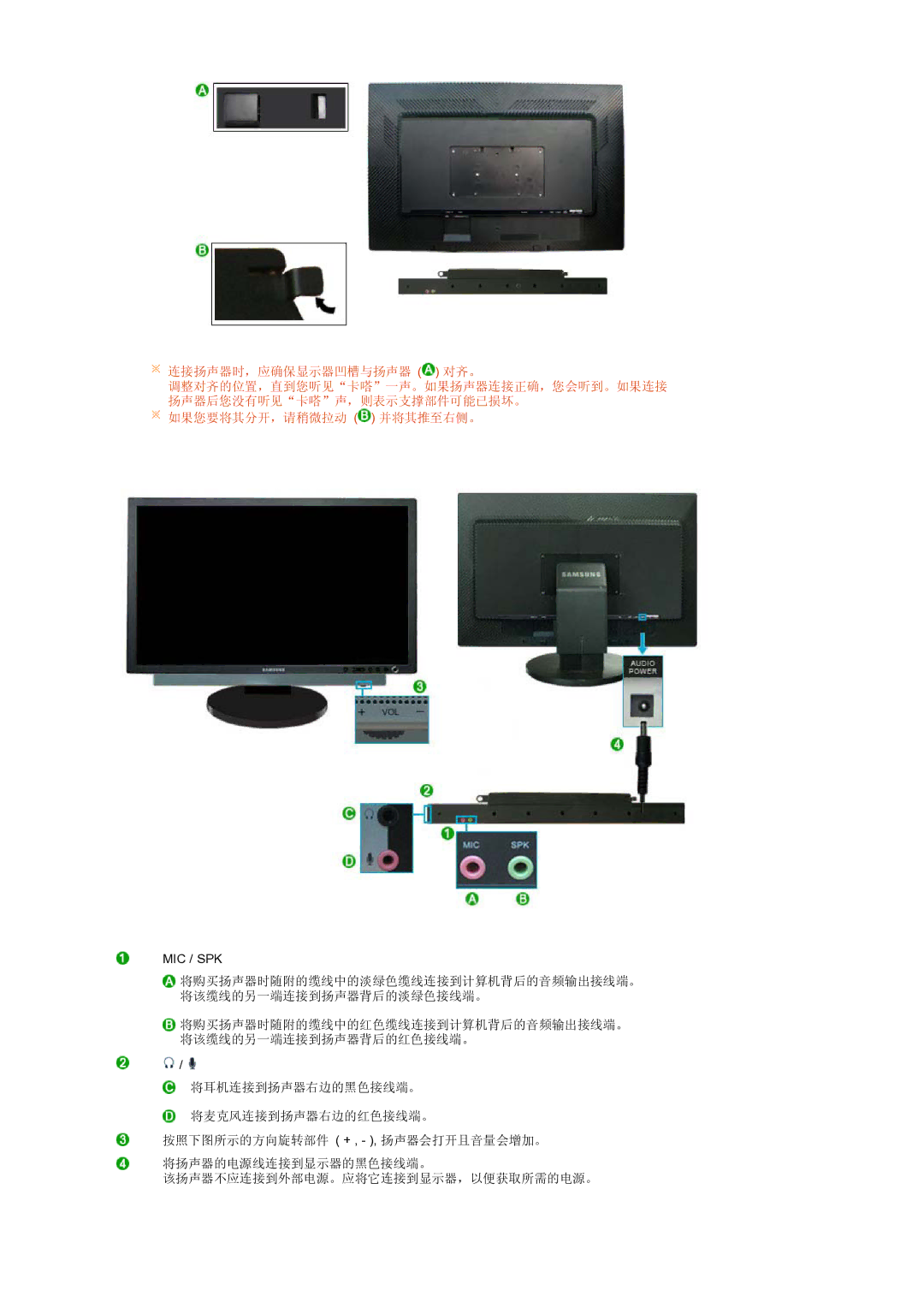 Samsung LS27HUBCB/EDC, LS27HUBCBS/EDC manual Mic / Spk 