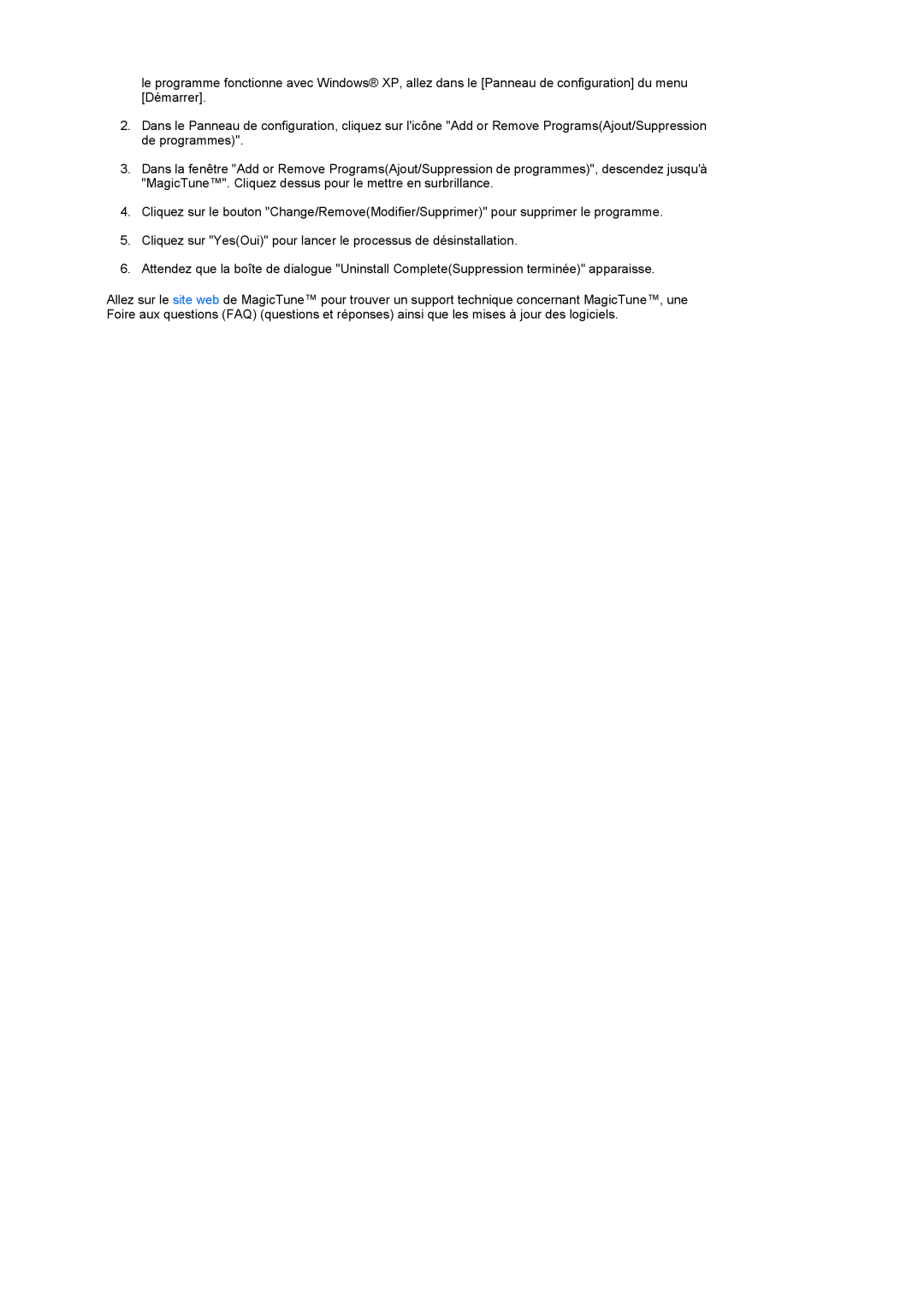 Samsung LS27HUBCBS/EDC, LS27HUBCB/EDC manual Cliquez sur YesOui pour lancer le processus de désinstallation 