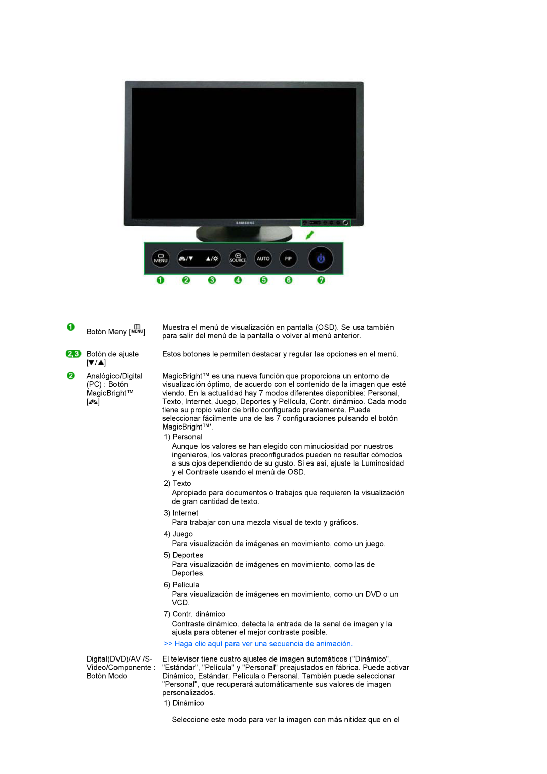 Samsung LS27HUBCB/EDC, LS27HUBCBS/EDC manual Haga clic aquí para ver una secuencia de animación 