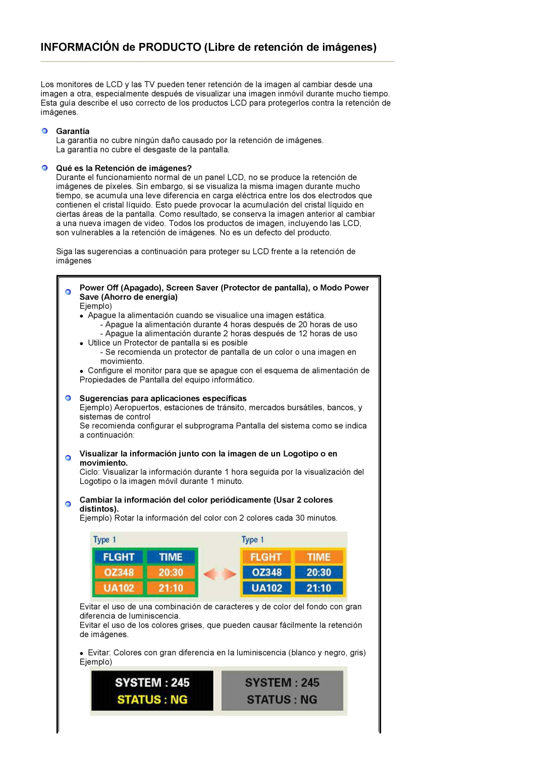Samsung LS27HUBCBS/EDC manual Garantía, Qué es la Retención de imágenes?, Sugerencias para aplicaciones específicas 