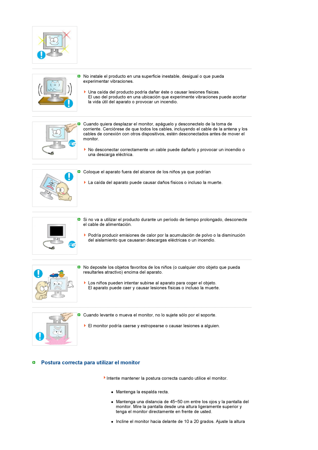 Samsung LS27HUBCBS/EDC, LS27HUBCB/EDC manual Postura correcta para utilizar el monitor 