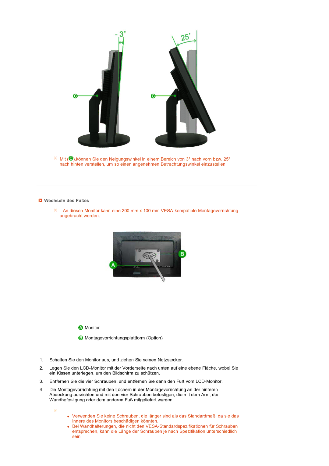 Samsung LS27HUBCB/EDC manual Wechseln des Fußes 