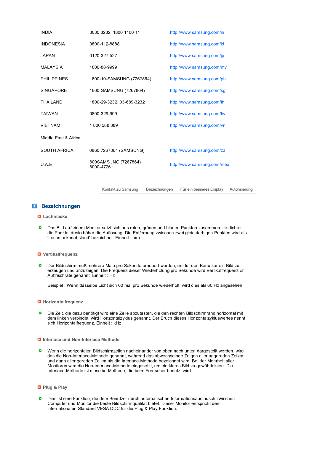 Samsung LS27HUBCB/EDC manual Bezeichnungen 