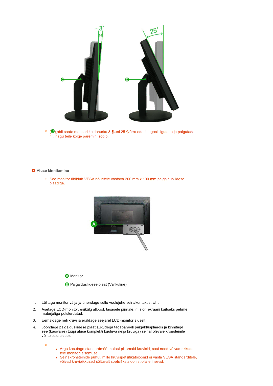 Samsung LS27HUBCB/EDC manual Aluse kinnitamine 