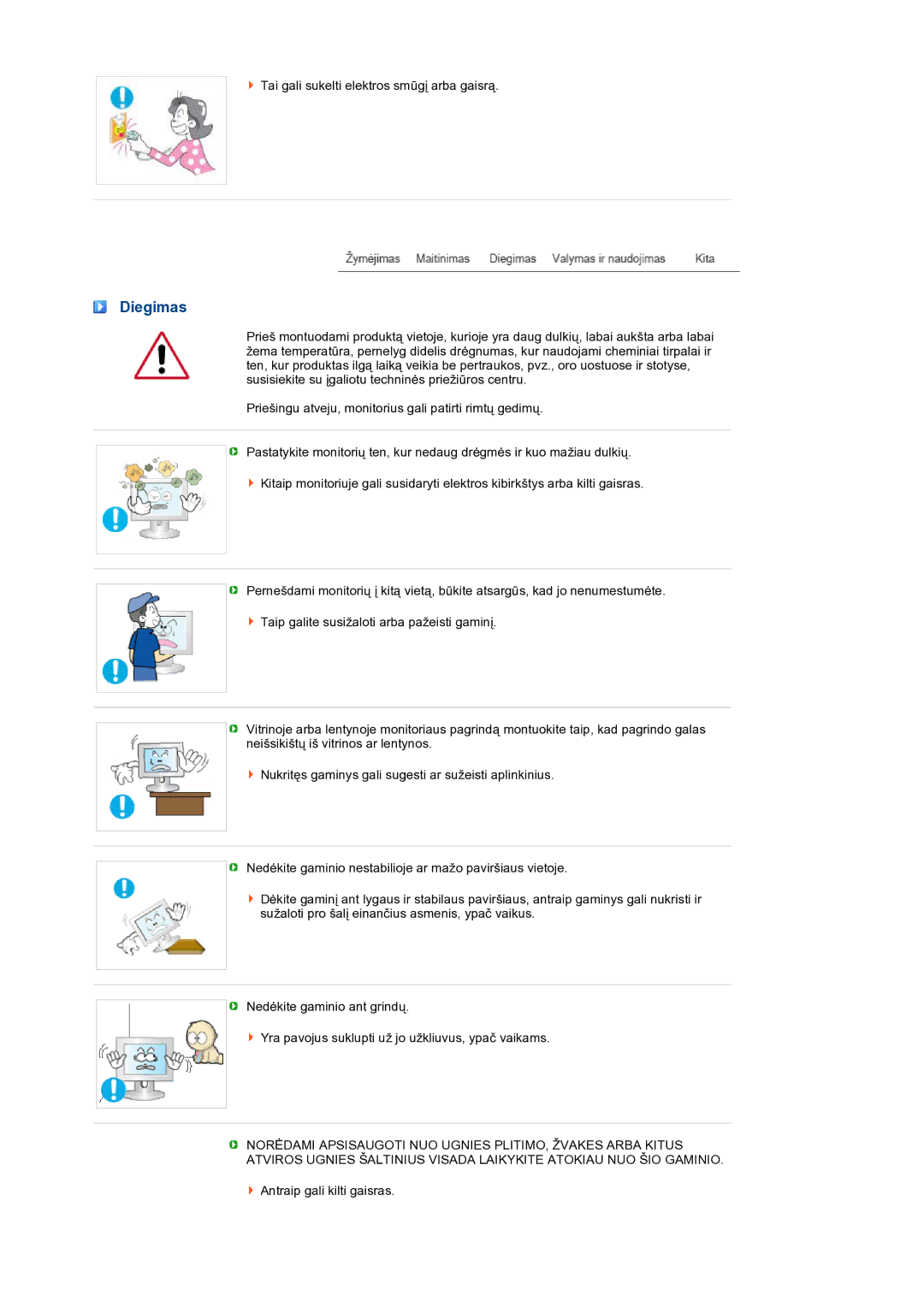 Samsung LS27HUBCB/EDC manual Diegimas 