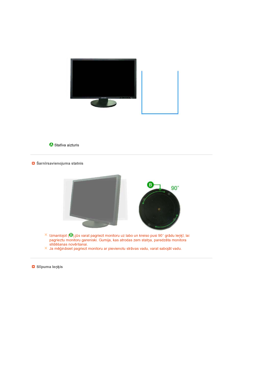 Samsung LS27HUBCB/EDC manual Šarnīrsavienojuma statnis, Slīpuma leņķis 